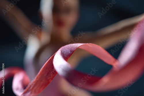Ribbon Dance Artistic Expression in Motion Graceful Flow Pink Ribbon Abstract Art Gymnastics Serenity