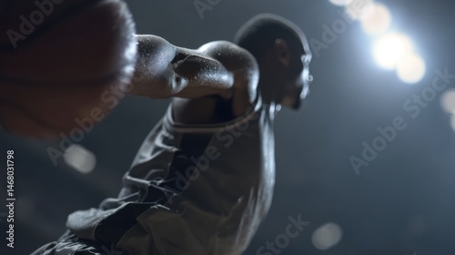 Basketball Player in Action Intense Moment Athletic Performance on the Court Dynamic Energy and Power