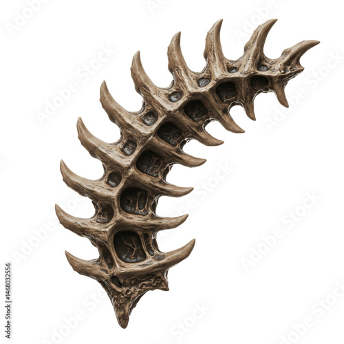 Curved alien spine bone with sharp vertebrae photo