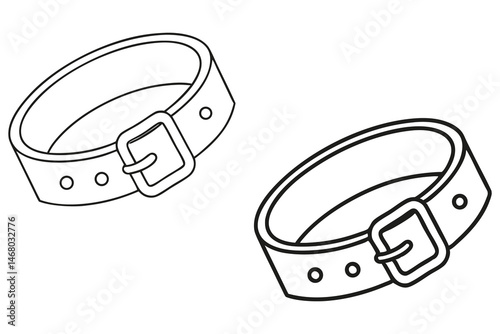 Two outlined belts with squared buckles are displayed on a white background, making them distinct