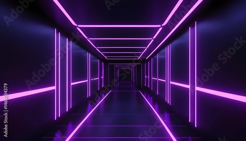 Futuristic Purple Neon Corridor