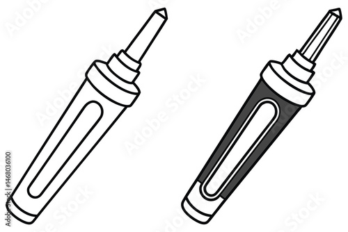 Two sleek, elongated stylus tools with a simple, modern design shine against a white backdrop
