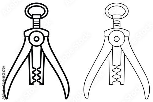 Winged corkscrews presented with black outlines appear minimal and clean against a white canvas