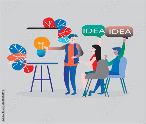 Business Idea Presentation Concept. Vector cartoon illustration 