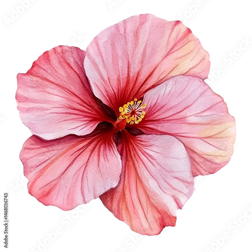 Pink Hibiscus Watercolor Flower Blossom Art Nature Botanical Floral