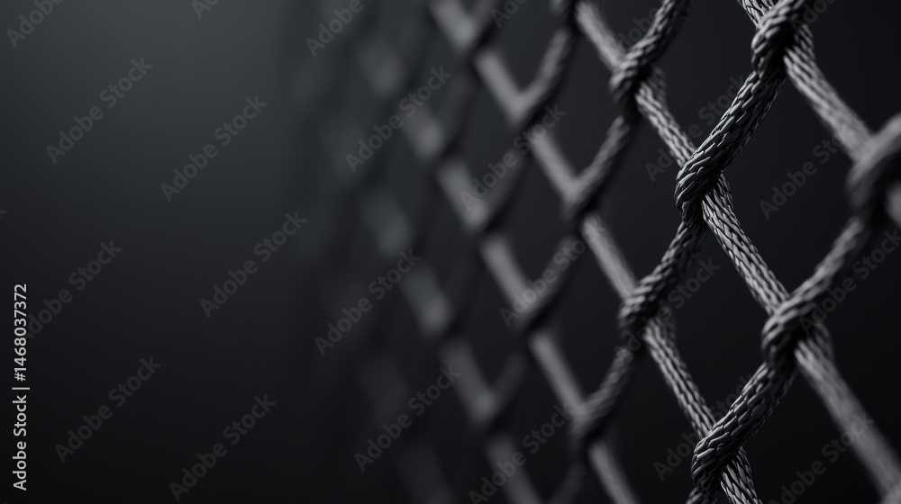 Detailed Close-up of a Black Wire Mesh Fence with a Soft Focus Effect