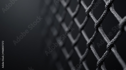 Obraz na płótnie Detailed Close-up of a Black Wire Mesh Fence with a Soft Focus Effect w salonie