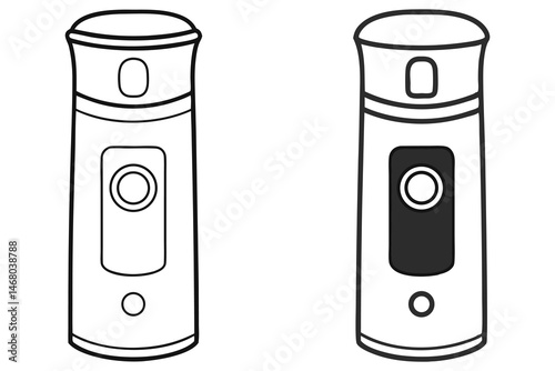Two outlined vaping devices stand side by side in a modern style