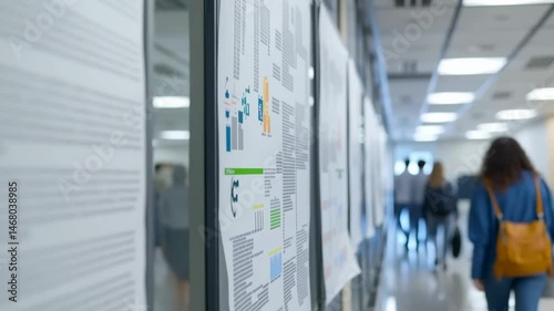 Scientific posters displayed at a conference or event.