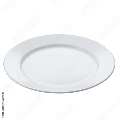 Round white dinner plate with raised rim