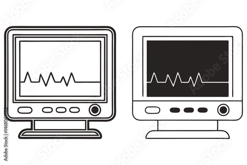 Two monochromatic heart rate monitors show different health readings on their screens