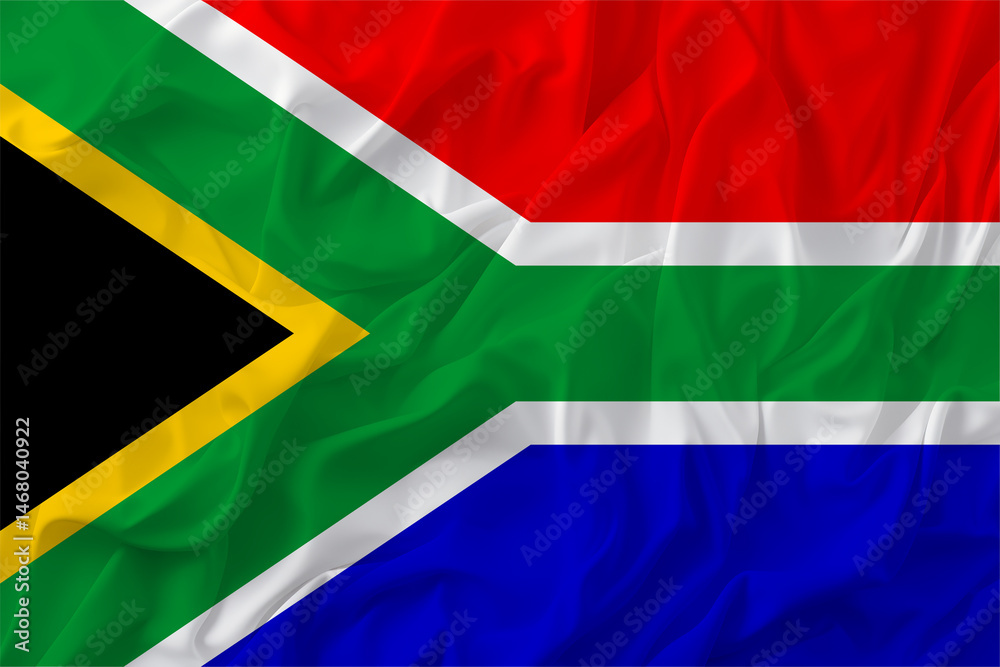 Fototapeta premium Stylized image of south africa flag with crumpled paper texture and halftone effect. Concept of nationhood