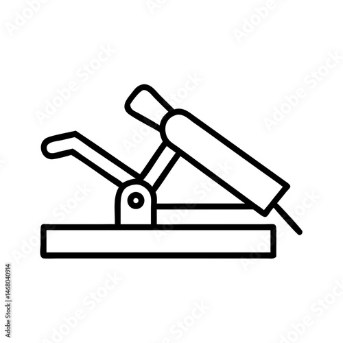outline icon of caulking gun or sealant dispenser tool, concept of construction sealing, adhesive application or repair work, black linear symbol