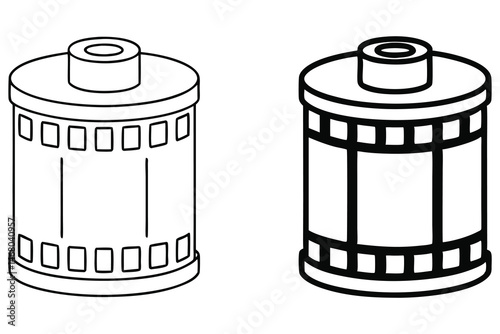 Outline of two photographic film rolls against a clean white backdrop offers potential