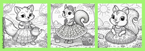 Coloring set with a squirrel.
