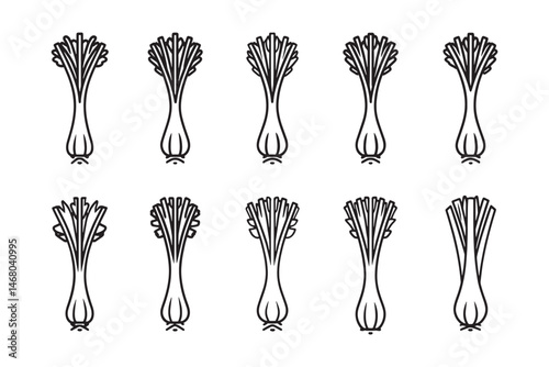 Celery vegetable minimal line art icon