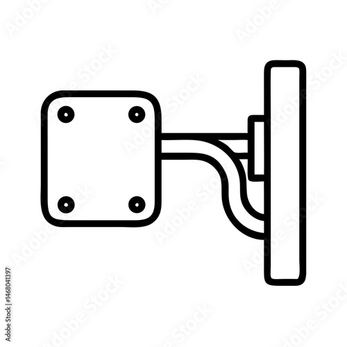 outline icon of wall-mounted bracket with support arm and screws, concept of mounting hardware or structural fixture, black linear technical symbol