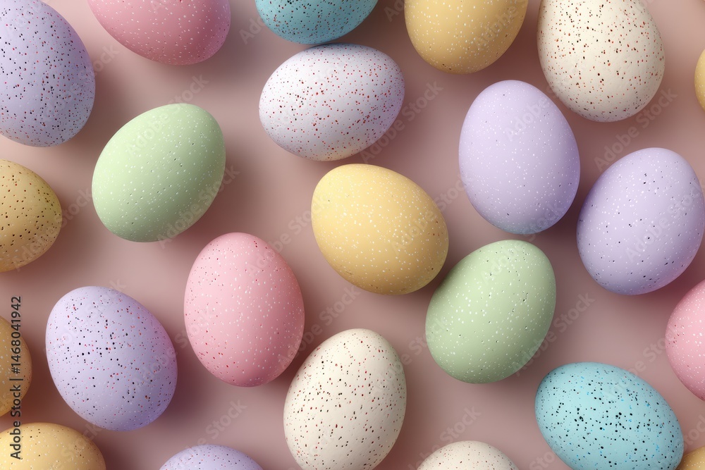 Colorful Pastel Dotted Eggs Arranged on Soft Background for Festive Decoration Generative AI Colorful Pastel Dotted Eggs Arranged on Soft Background for Festive Decoration Generative AI