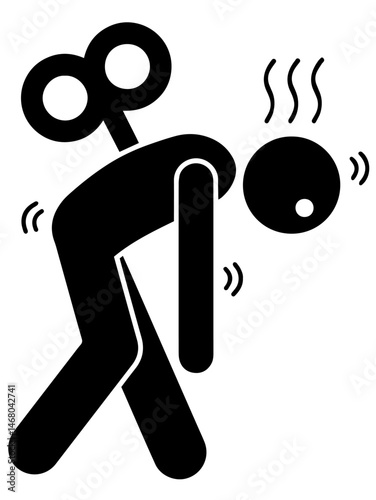 Exhausted Person with Wind-Up Key on Back, Slumped Posture, Stress Line. Burnout, Fatigue, Overwork, Mental Strain, Lack of Energy in Workplace or Daily Life. Human Exhaustion, Pressure in Modern Soci