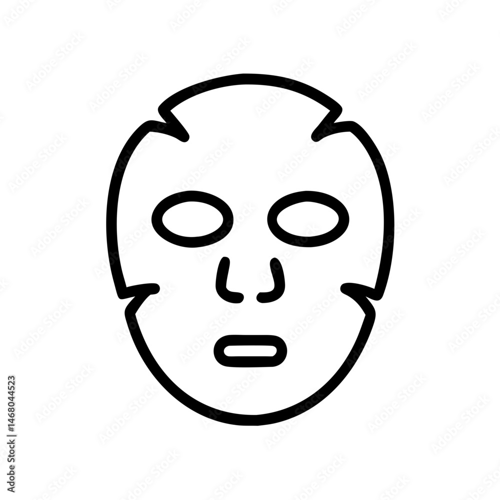 Cosmetic Face Mask Illustration in Minimalist Style on White Background Cosmetic Face Mask Illustration in Minimalist Style on White Background