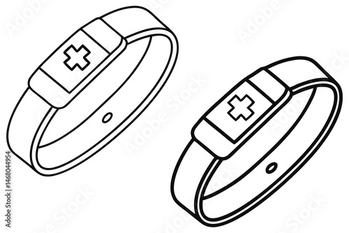 Two medical alert bracelets featuring a prominent medical cross are presented against a clean white background