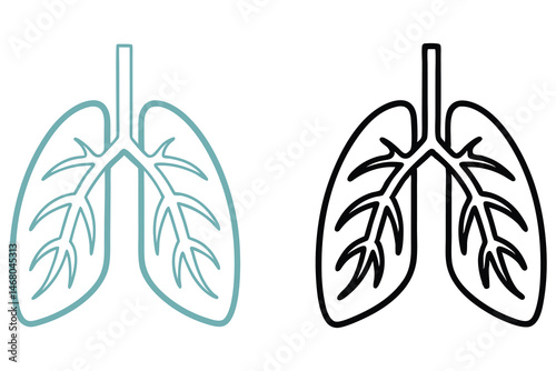 Two lung outlines in a flat style appear side by side on a white background