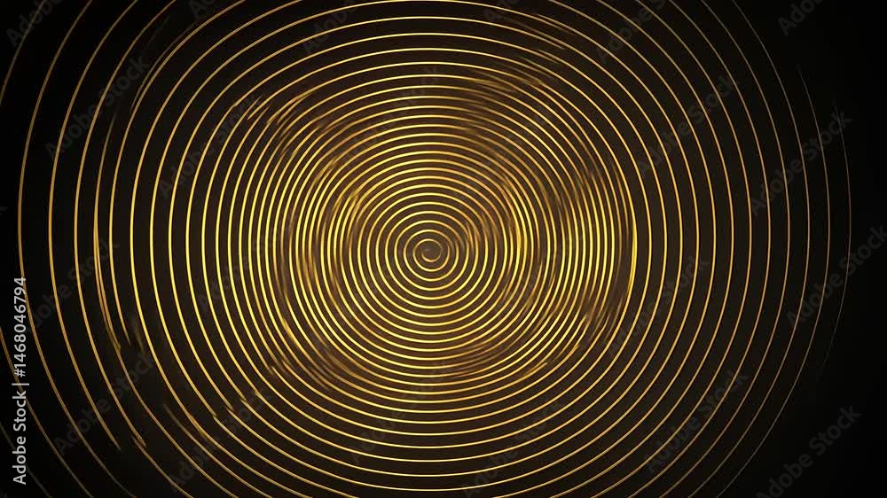 Golden concentric circles ripple outwards on a dark background, creating a mesmerizing visual effect Golden concentric circles ripple outwards on a dark background, creating a mesmerizing visual effect