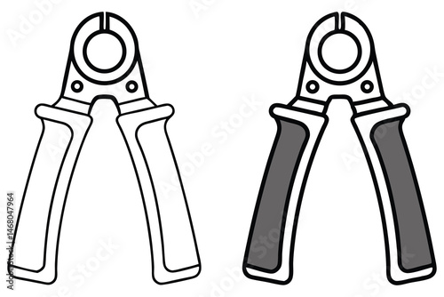 Two versions of black lined fencing pliers provide options to illustrate manual labor