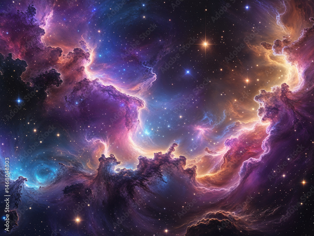 Fototapeta premium Colorful Spiral Galaxy with Cosmic Explosion in Deep Space – Sci-Fi Digital Art