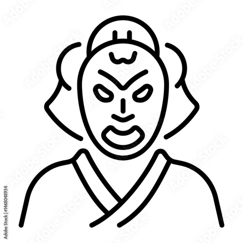 An outline style icon of kabuki actor
