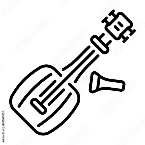 A linear style icon of shamisen 