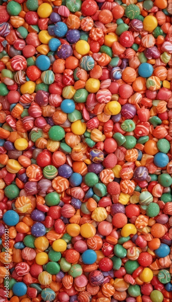 A vibrant stack of assorted candies, various shapes and colors , rainbow, jelly bean, gummy A vibrant stack of assorted candies, various shapes and colors , rainbow, jelly bean, gummy