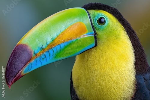 Colorful toucan perched among lush foliage in a tropical environment capturing attention with its vibrant beak and unique features