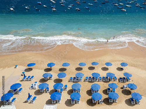 Obraz na płótnie Drone view of beautiful beach Las Teresitas in San Andres, Tenerife. w salonie