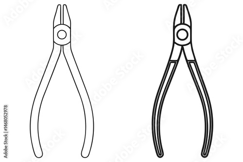 Two outline drawings illustrate pliers with handle variations on a clean white background