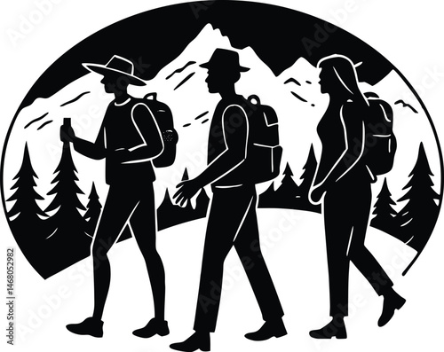 Group of Friends Hiking Meeting