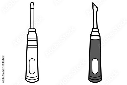 Two soldering irons show different tips and handle designs in a basic line