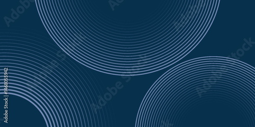 Blue geometric abstract background overlapping layers on bright space with line effect decoration. Circle style concept modern graphic design element for banner, flyer, card. Eps10. Vector ilustration