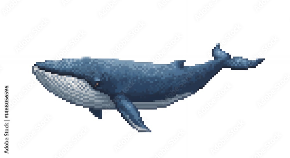 Fototapeta premium Blue whale graphic illustration