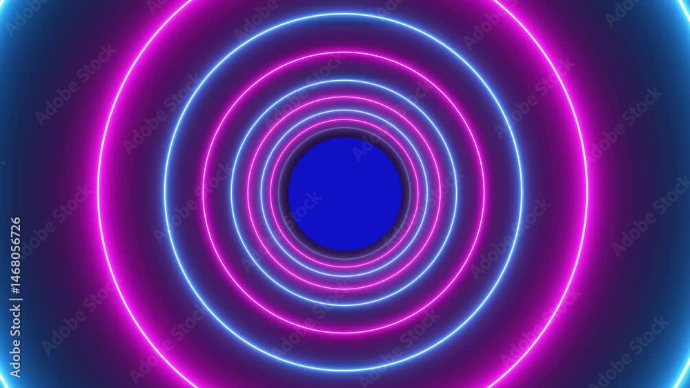 glowing neon colorful tunnel  animation on black background.circle tunnel vj loop video  animation for background use.abstract neon tunnel  animation .