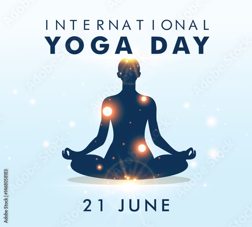 International Yoga day 21 June web banner EPS10 vector. Meditation Practice Yoga Colorful Fitness Concept. Vector illustration