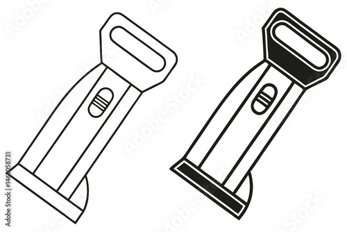 Outline icons showcase a beard trimmer in two variations isolated against white emptiness
