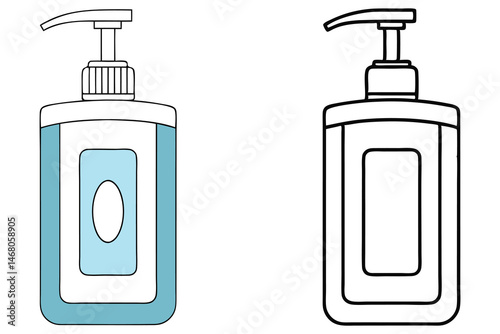 Hand sanitizer dispenser bottle shows clean hygiene and health on a transparent background