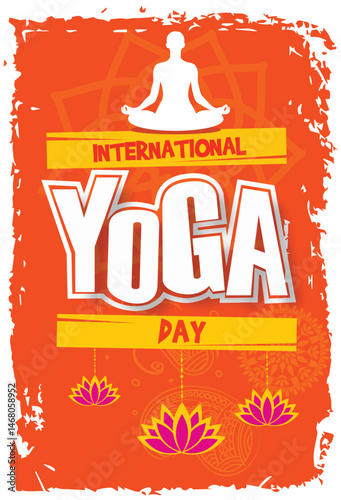 International Yoga day 21 June web banner EPS10 vector. Meditation Practice Yoga Colorful Fitness Concept. Vector illustration