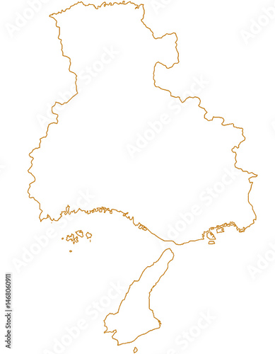 兵庫県　地図　白　イラスト