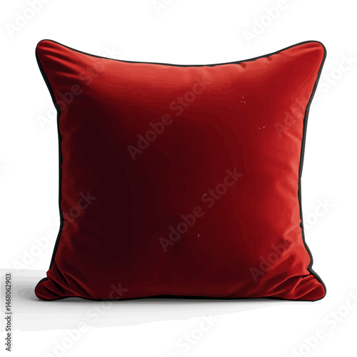 Flat vector Velvet Cushion, minimalist design, isolated on a white background.
