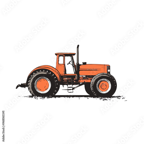 Tractor Flat vector, minimalist design, isolated on a white background.