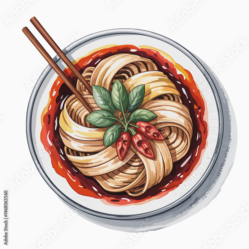 Traditional Biang Biang Noodles with Chili Oil & Cilantro