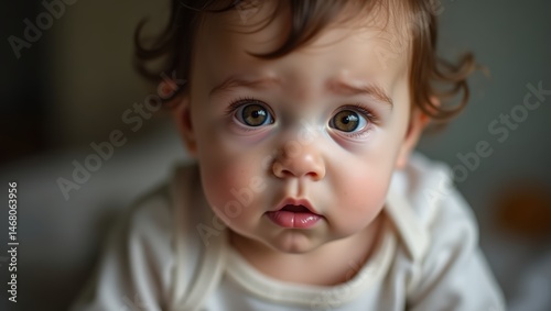 Curious Baby Girl Portrait - Soft Focus and Warm Lighting