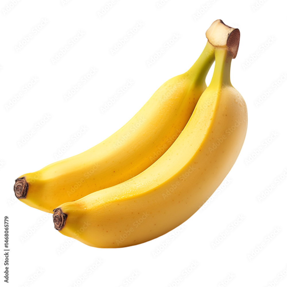 Two ripe yellow bananas isolated on black background healthy food snack fruit